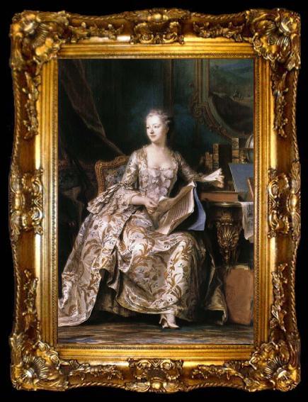 framed  LA TOUR, Maurice Quentin de Portrait of Madame de Pompadour, ta009-2